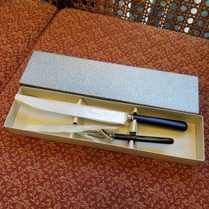 Vintage Signature Sheffield England Cutlery Set Gift Box Meat Fork Carving Knife